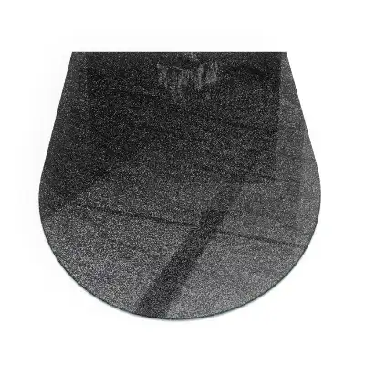 Plaque de sol semi-ovale en verre pour cheminée avec texture effet pierre