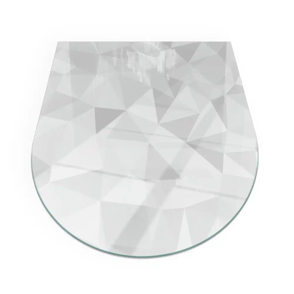 Plaque de sol semi-ovale en verre trempé pour cheminée avec motif géométrique abstrait