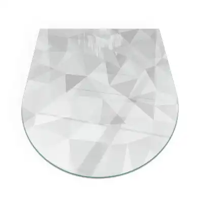 Plaque de sol semi-ovale en verre trempé pour cheminée avec motif géométrique abstrait