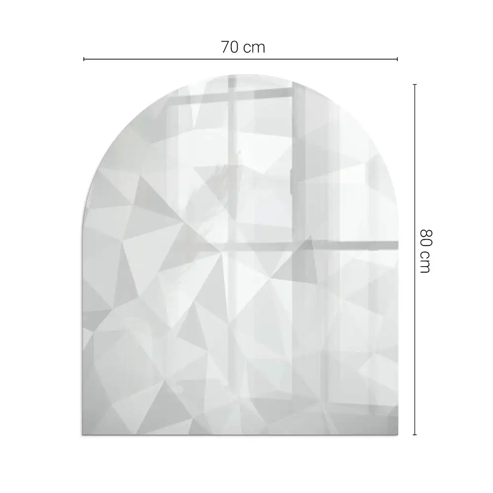 Plaque de sol semi-ovale en verre trempé pour cheminée avec motif géométrique abstrait