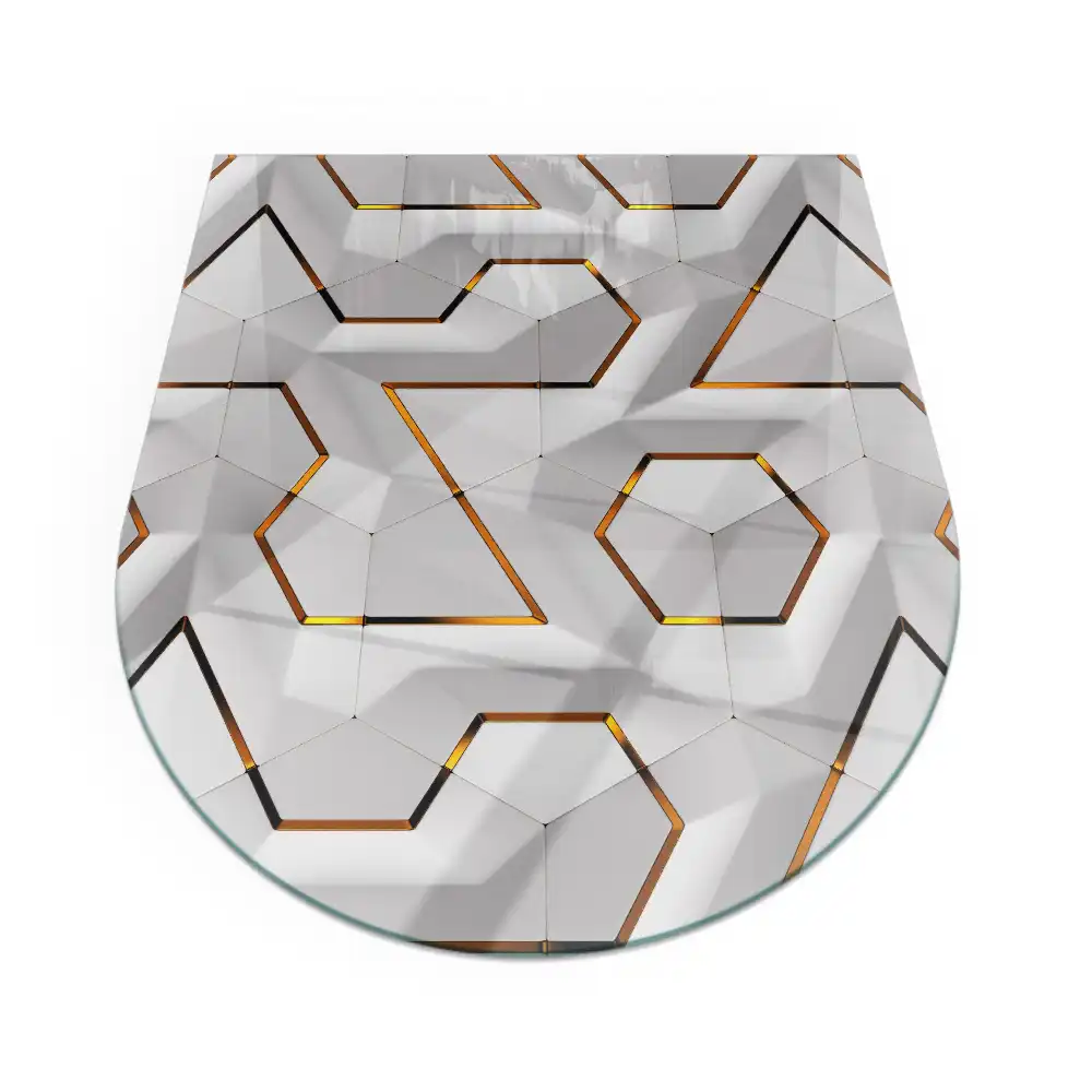 Plaque de sol semi-ovale pour cheminée à motif géométrique 3D