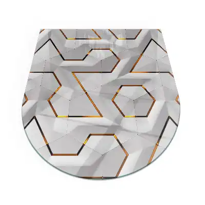 Plaque de sol semi-ovale pour cheminée à motif géométrique 3D