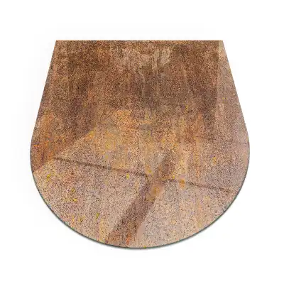Plaque de sol semi-ovale en verre trempé aspect rouille pour poêle et cheminée