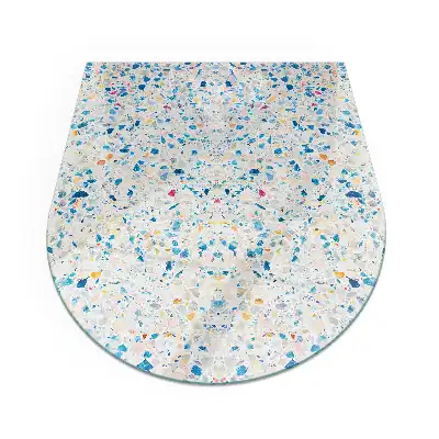 Plaque de protection en verre semi-ovale pour poêle à bois avec motif texturé abstrait