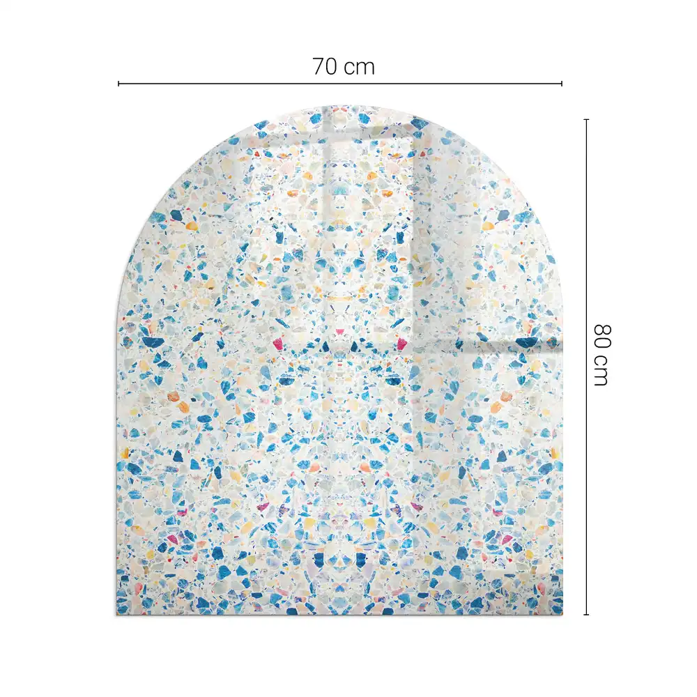 Plaque de protection en verre semi-ovale pour poêle à bois avec motif texturé abstrait