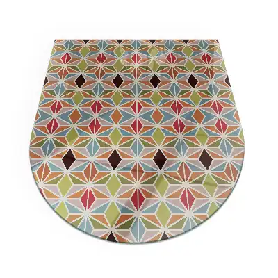 Plaque de sol semi-ovale en verre pour cheminée à motifs polygonaux