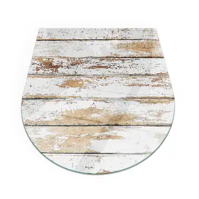 Plaque de protection de sol semi-ovale pour cheminée aspect bois vieilli