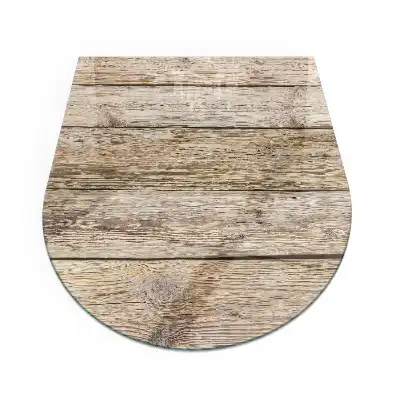 Plaque de sol semi-ovale pour cheminée aspect planches en bois naturel