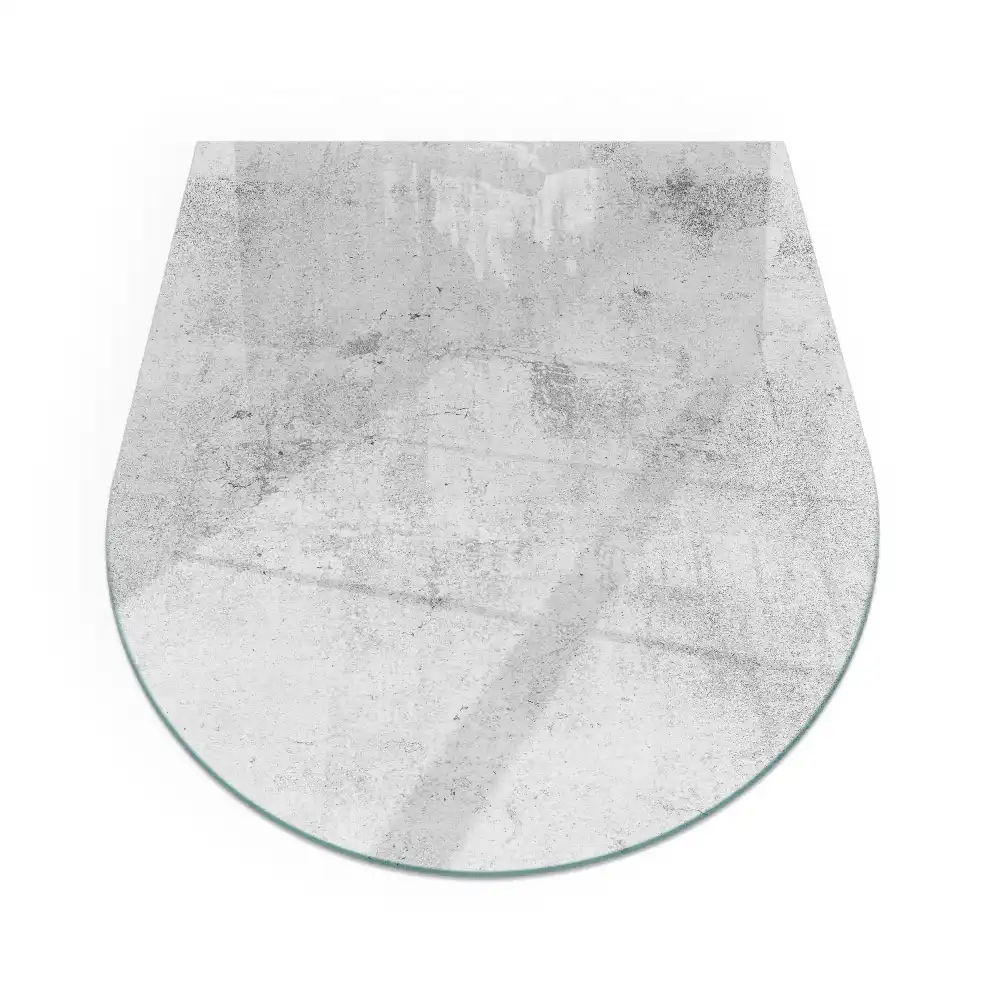 Plaque de sol semi-ovale en verre trempé pour cheminée aspect béton brut