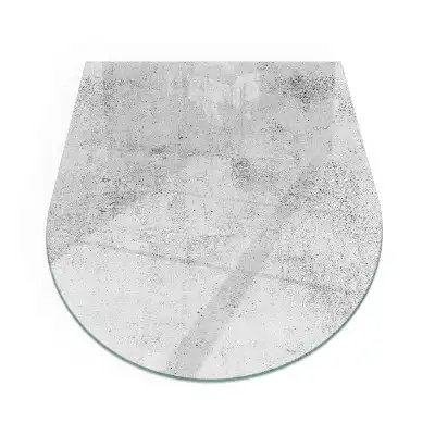 Plaque de sol semi-ovale en verre trempé pour cheminée aspect béton brut