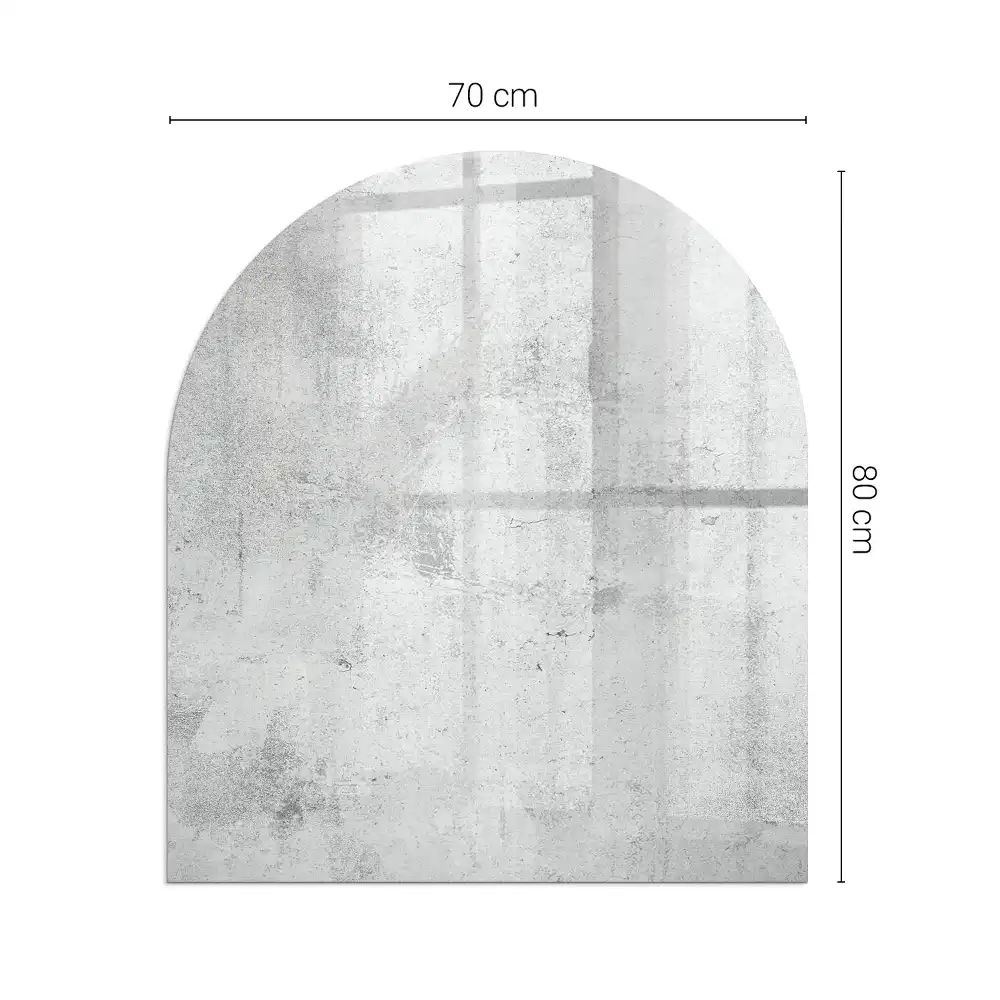 Plaque de sol semi-ovale en verre trempé pour cheminée aspect béton brut
