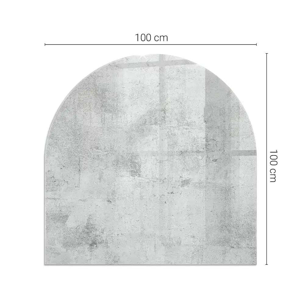 Plaque de sol semi-ovale en verre trempé pour cheminée aspect béton brut