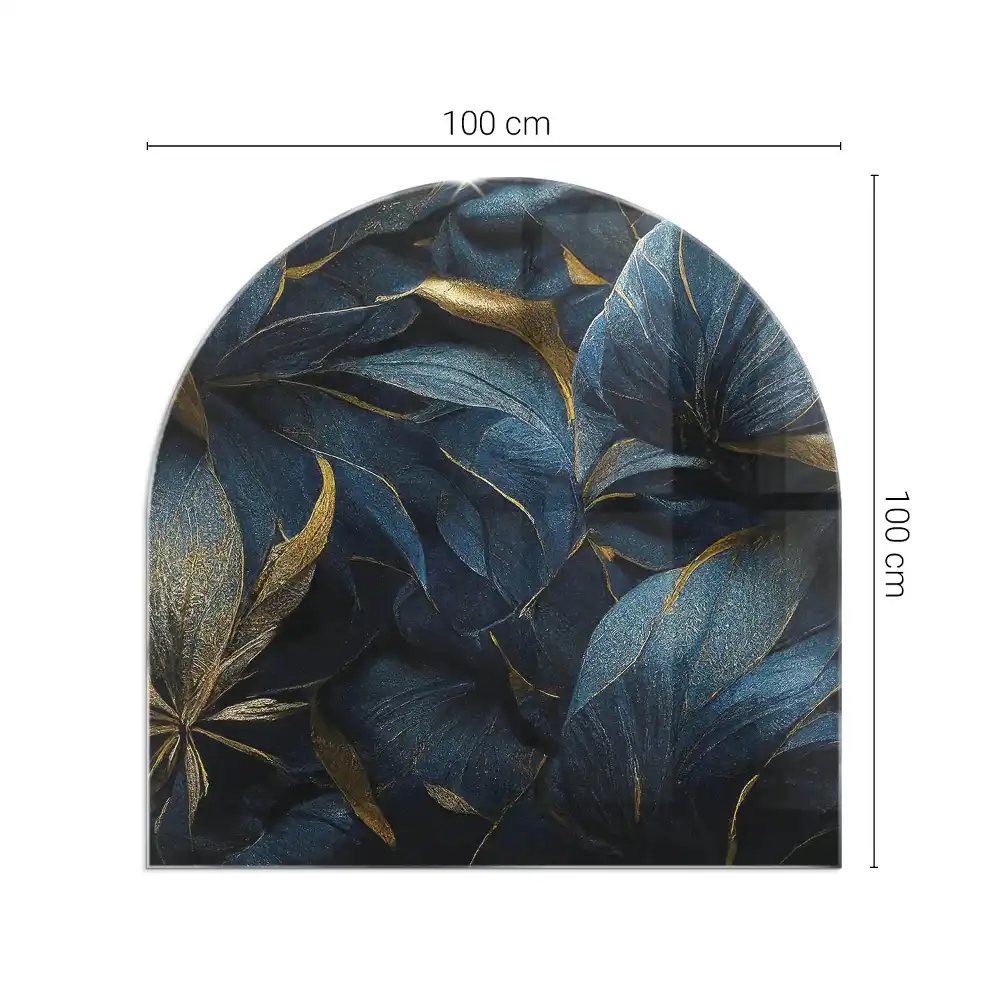 Plaque de sol semi-ovale pour cheminée à motif de feuilles texturées