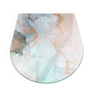 Plaque de sol semi-ovale en verre trempé pour poêle avec motif abstrait fluide