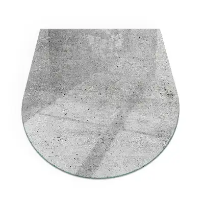 Plaque de sol semi-ovale en verre trempé pour poêle avec texture béton brut