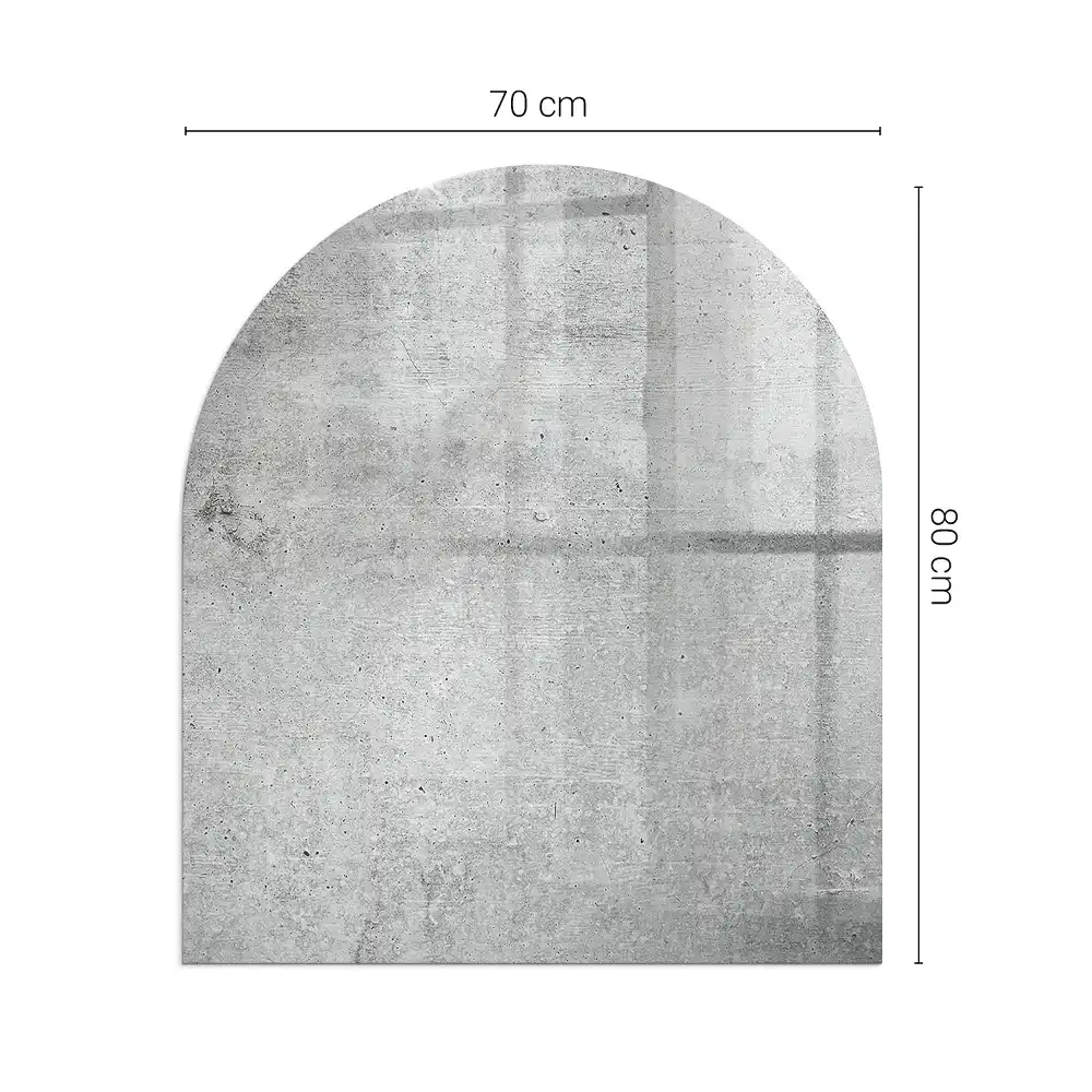 Plaque de sol semi-ovale en verre trempé pour poêle avec texture béton brut