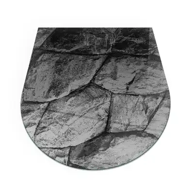 Plaque de sol semi-ovale en verre pour cheminée motif pierre naturelle