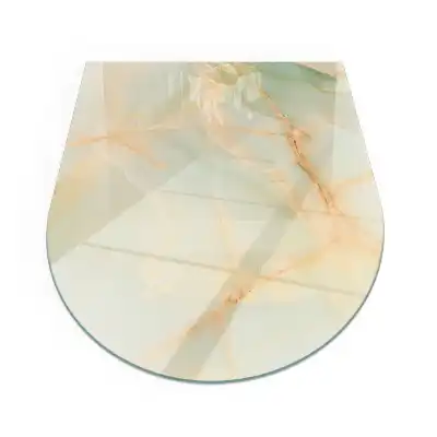Plaque de protection en verre trempé semi-ovale pour poêle à bois motif marbre abstrait