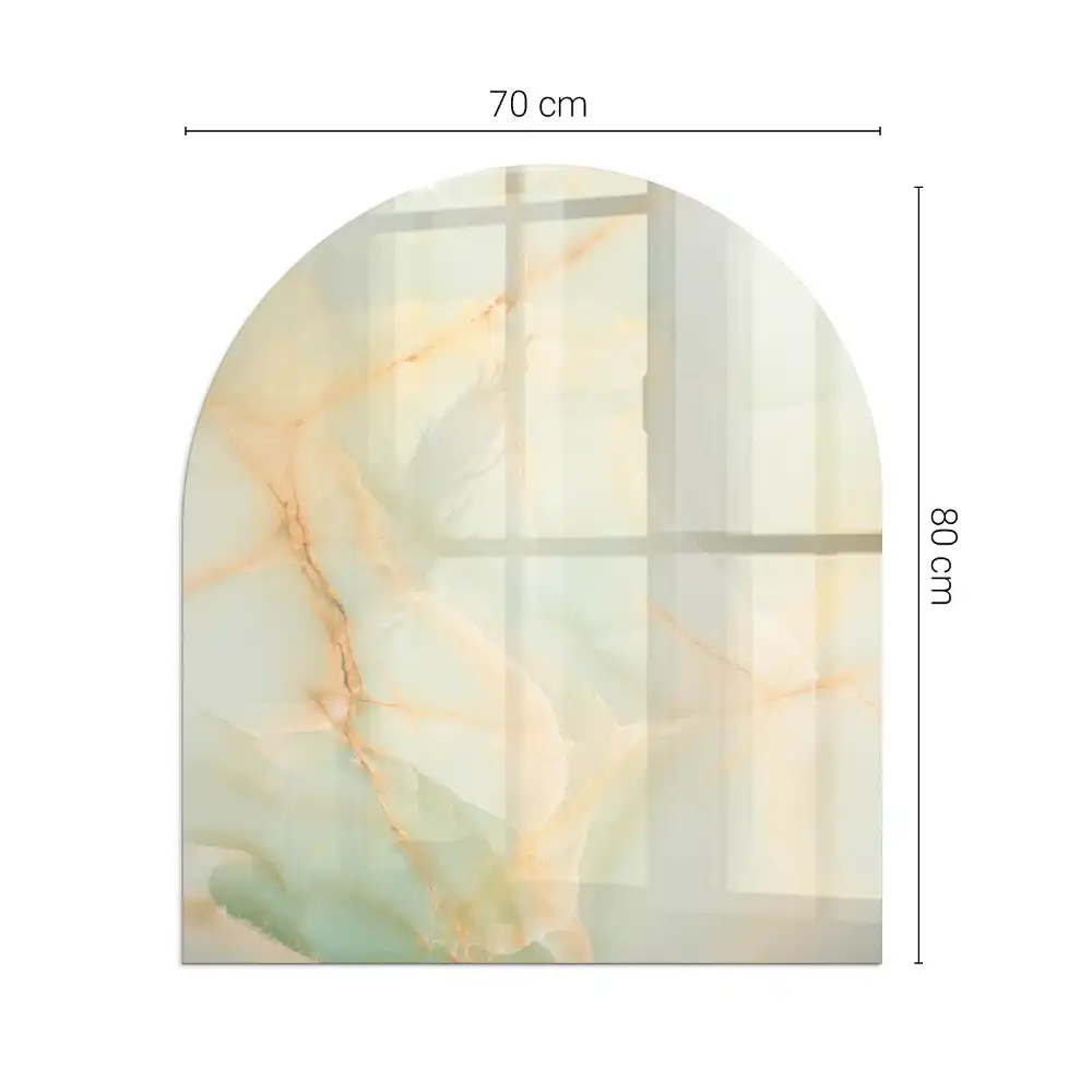 Plaque de protection en verre trempé semi-ovale pour poêle à bois motif marbre abstrait
