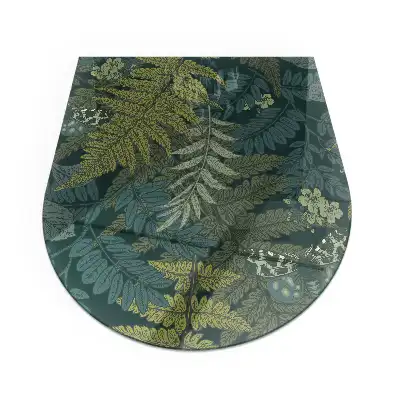 Plaque de sol semi-ovale en verre pour cheminée à motifs végétaux avec papillons