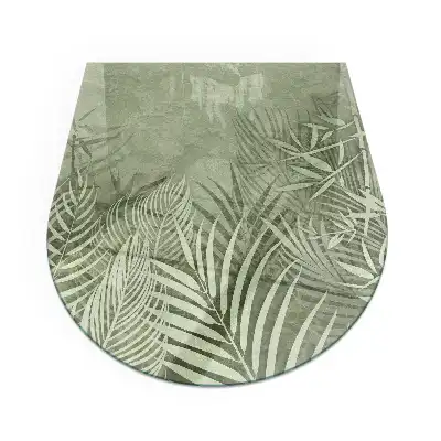 Plaque de sol semi-ovale en verre trempé pour cheminée motif feuilles tropicales