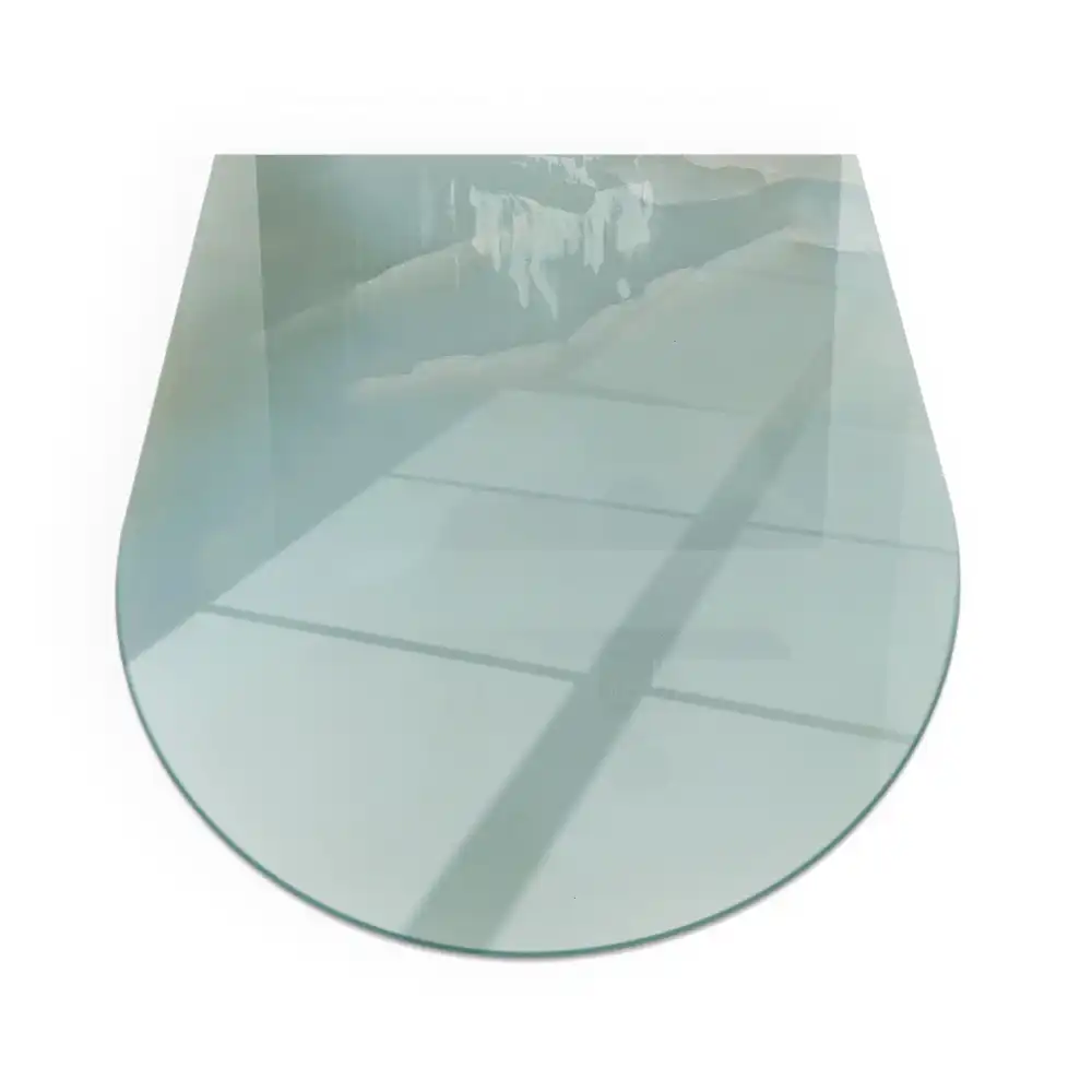 Plaque de sol semi-ovale pour cheminée motif marbré délicat