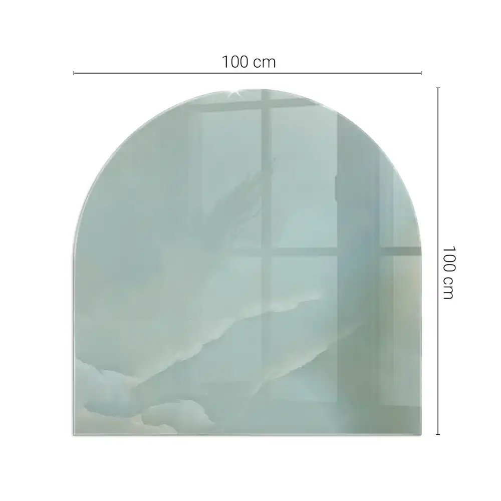 Plaque de sol semi-ovale pour cheminée motif marbré délicat