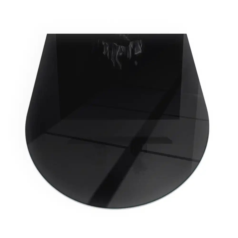 Plaque de sol semi-ovale pour cheminée en verre trempé noir