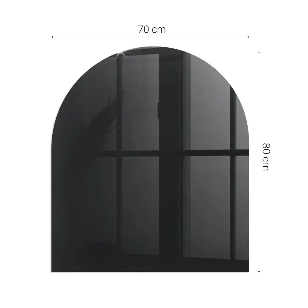 Plaque de sol semi-ovale pour cheminée en verre trempé noir