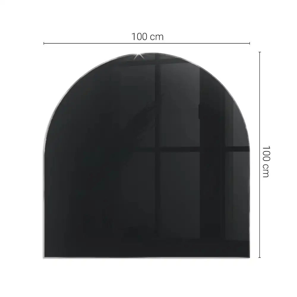 Plaque de sol semi-ovale pour cheminée en verre trempé noir