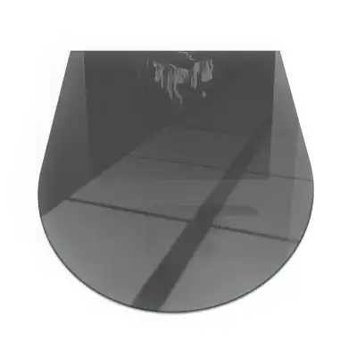 Plaque de sol semi-ovale en verre trempé pour poêle cheminée gris-brun
