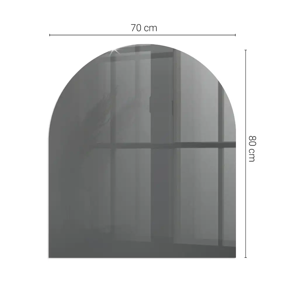 Plaque de sol semi-ovale en verre trempé pour poêle cheminée gris-brun