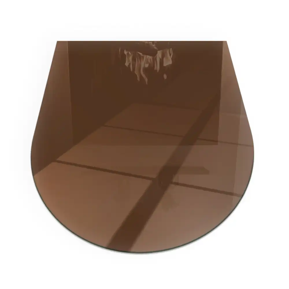 Plaque de sol en verre semi-ovale pour poêle à bois marron