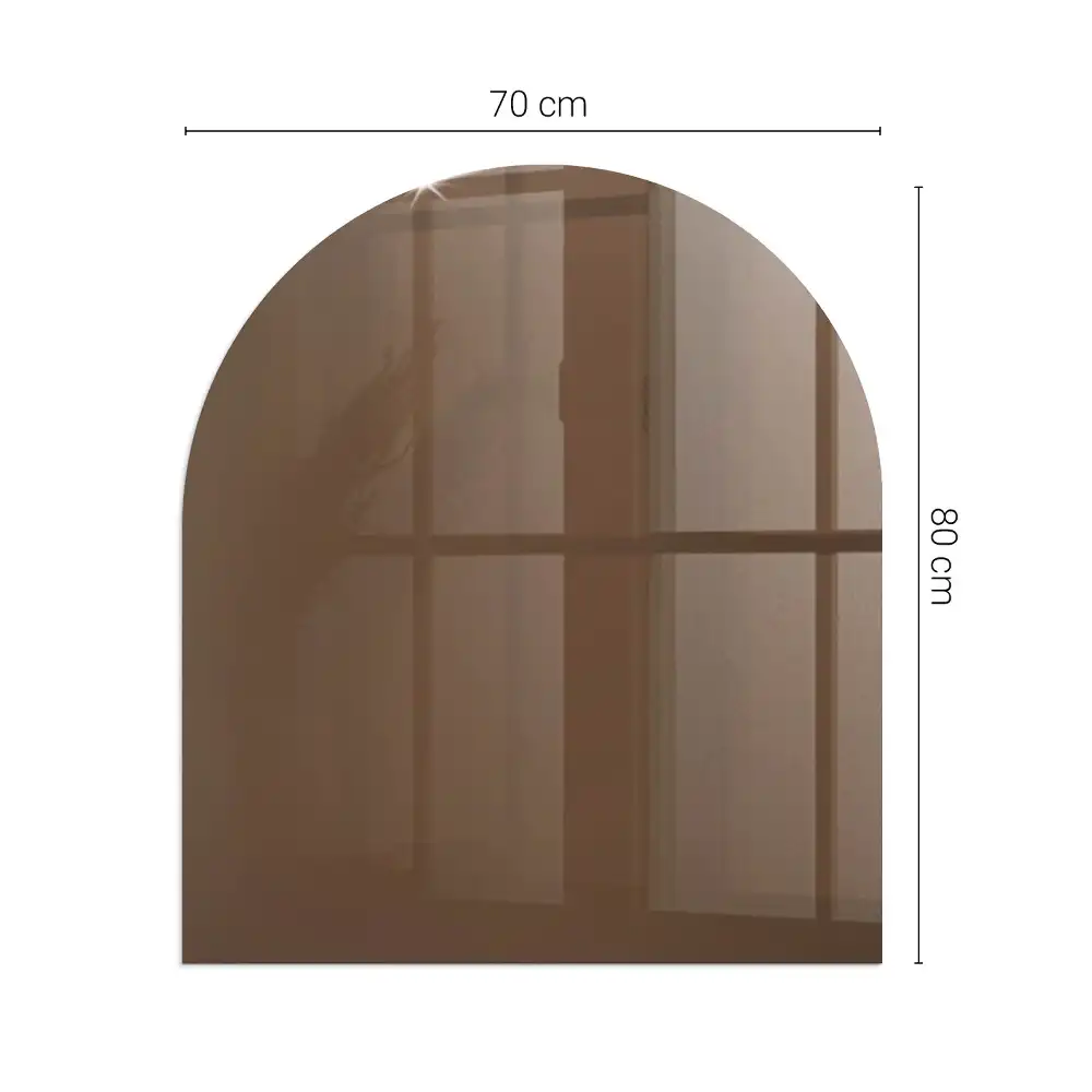 Plaque de sol en verre semi-ovale pour poêle à bois marron