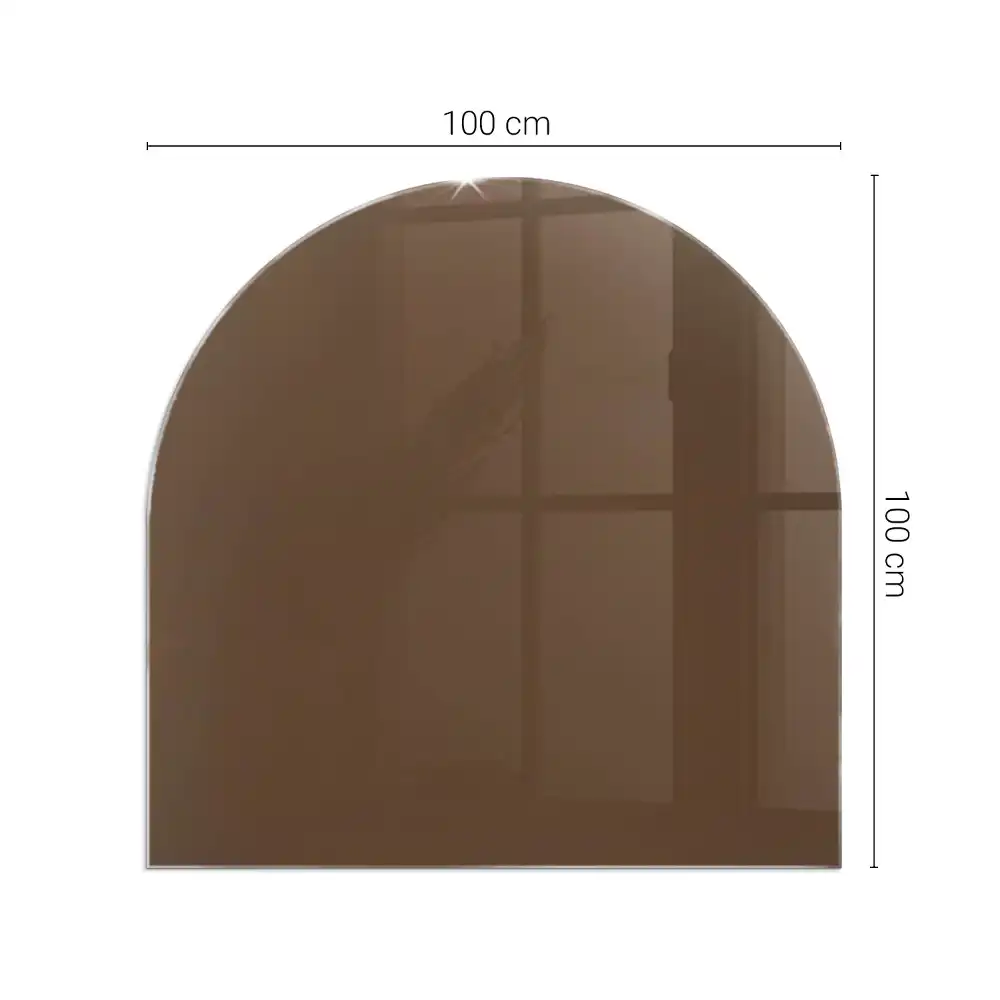 Plaque de sol en verre semi-ovale pour poêle à bois marron