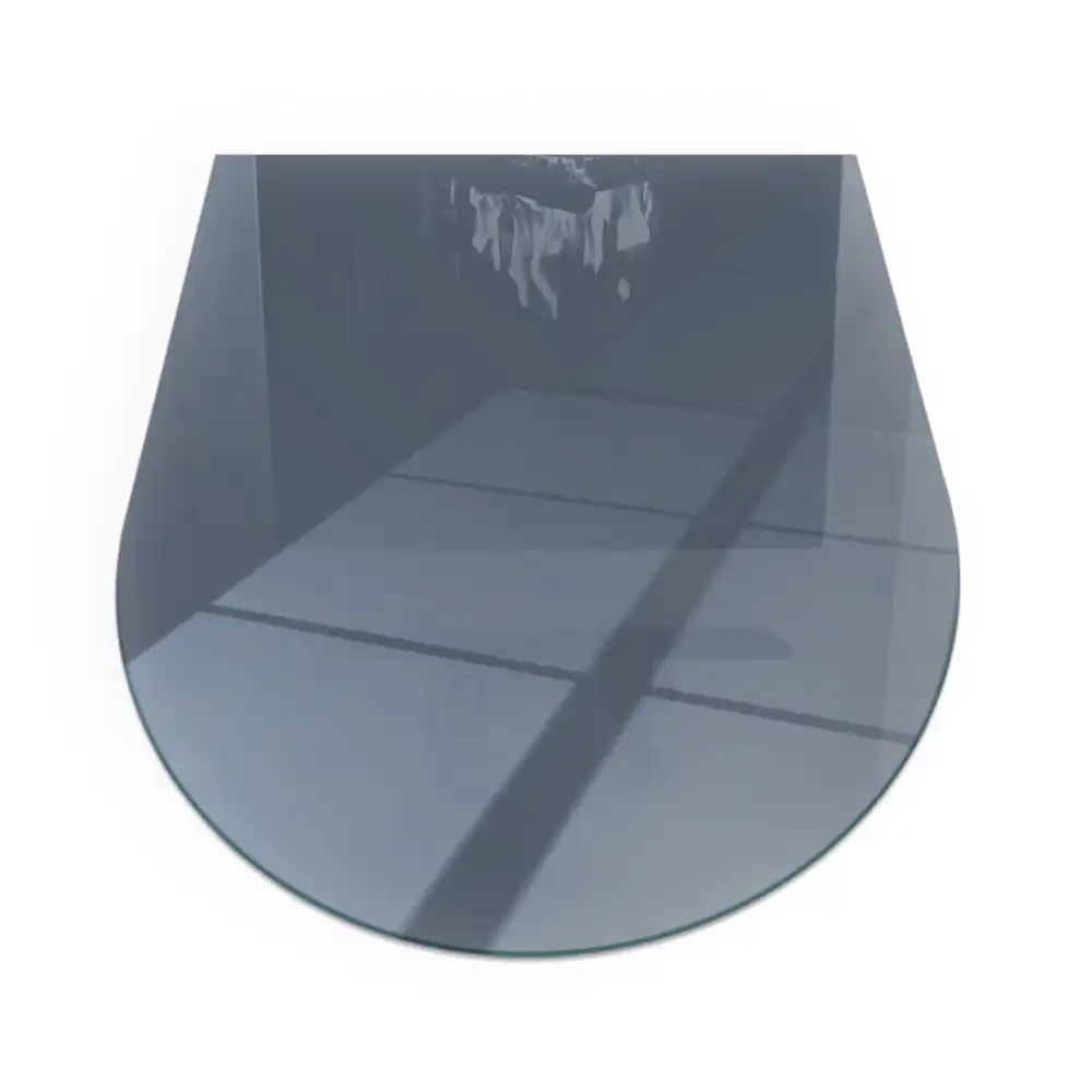 Plaque de sol pour cheminée en verre semi-ovale bleu foncé