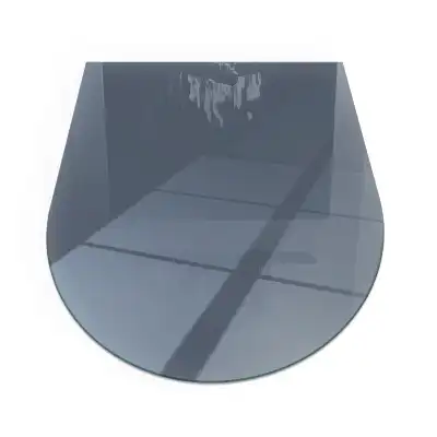 Plaque de sol pour cheminée en verre semi-ovale bleu foncé