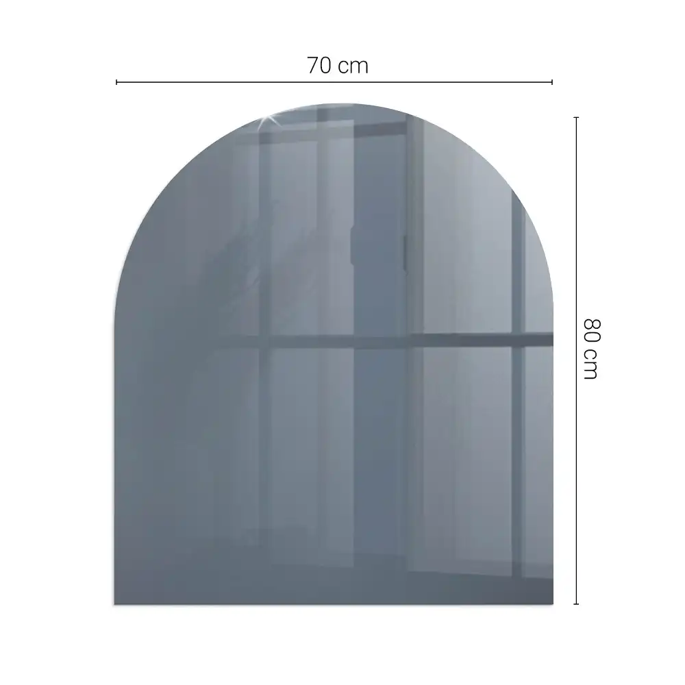 Plaque de sol pour cheminée en verre semi-ovale bleu foncé