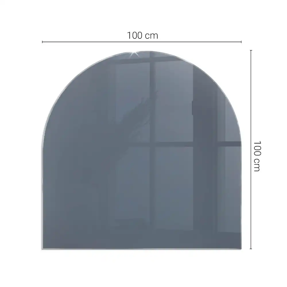 Plaque de sol pour cheminée en verre semi-ovale bleu foncé