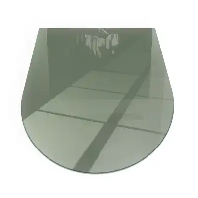 Plaque de sol semi-ovale en verre trempé pour cheminée couleur olive