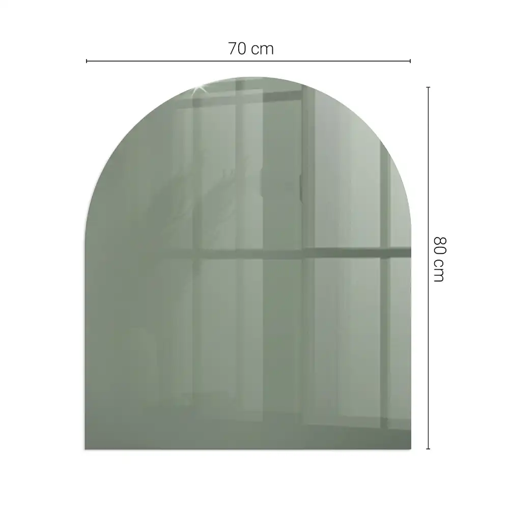 Plaque de sol semi-ovale en verre trempé pour cheminée couleur olive