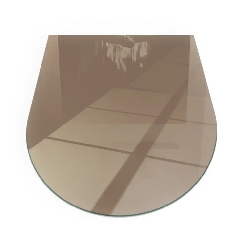 Plaque de protection en verre trempé semi-ovale pour poêle cheminée couleur brune