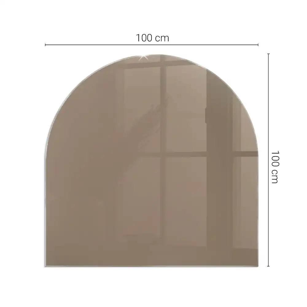 Plaque de protection en verre trempé semi-ovale pour poêle cheminée couleur brune