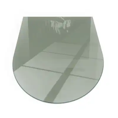Plaque de sol en verre semi-ovale pour poêle à bois gris-vert