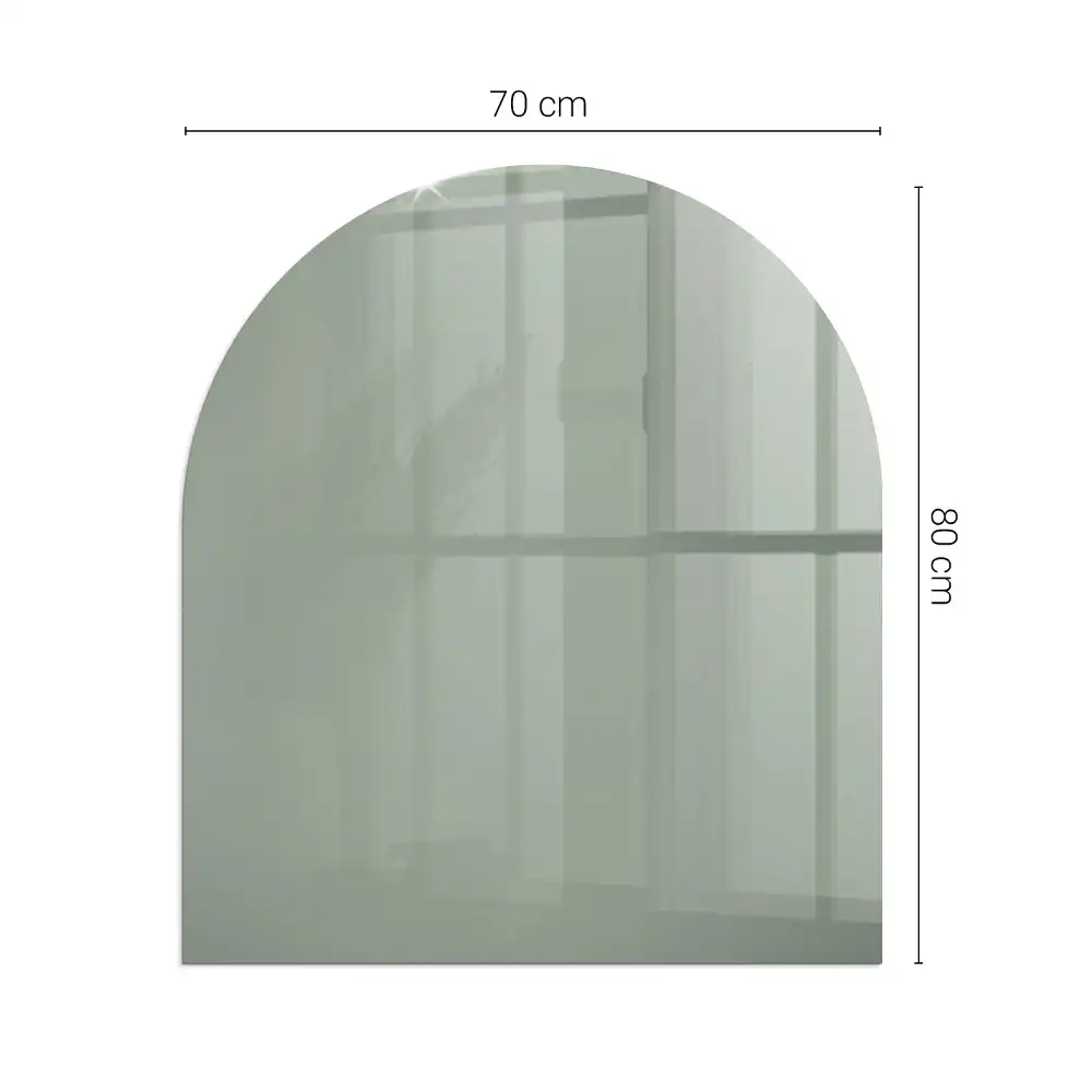 Plaque de sol en verre semi-ovale pour poêle à bois gris-vert