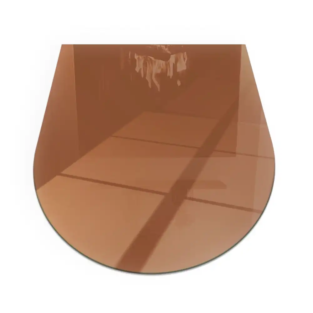 Plaque de sol semi-ovale en verre brun pour cheminée