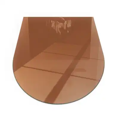 Plaque de sol semi-ovale en verre brun pour cheminée
