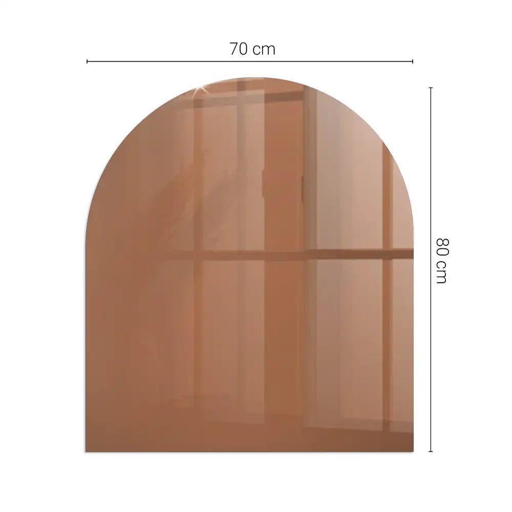 Plaque de sol semi-ovale en verre brun pour cheminée