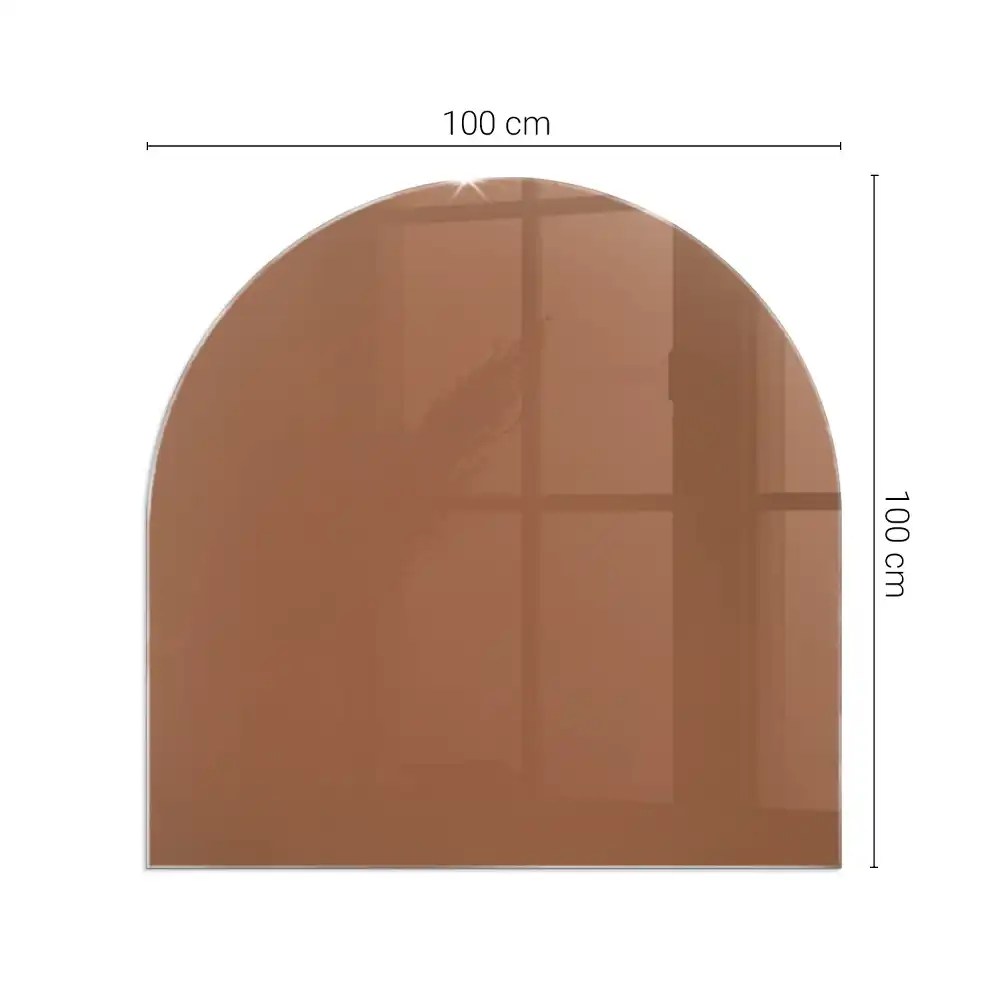 Plaque de sol semi-ovale en verre brun pour cheminée