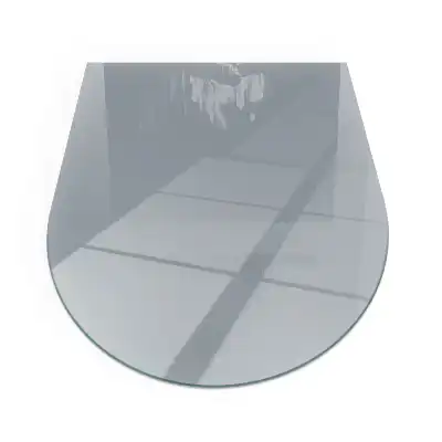 Plaque de sol semi-ovale pour cheminée en verre trempé gris
